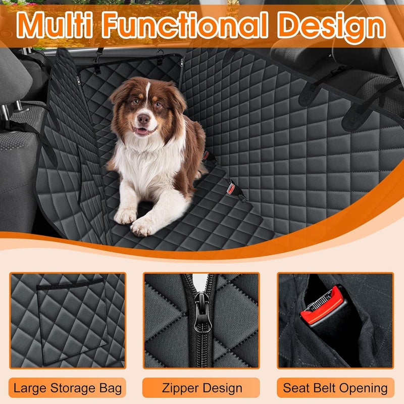 NECKORY Waterproof Dog Car Seat Cover for Back Seat - Durable, Scratch Proof Pet Hammock with Nonslip Design & Storage Pockets, Fits Cars, SUVs, Trucks - L, Black - Image 3